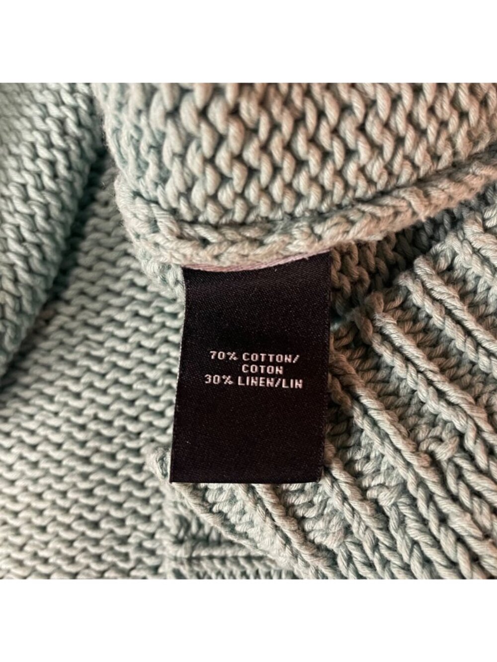 Lafayette 148 Cotton Linen Cable Knit Boxy Cropped Sweater Sz LG - Picture 5 of 6
